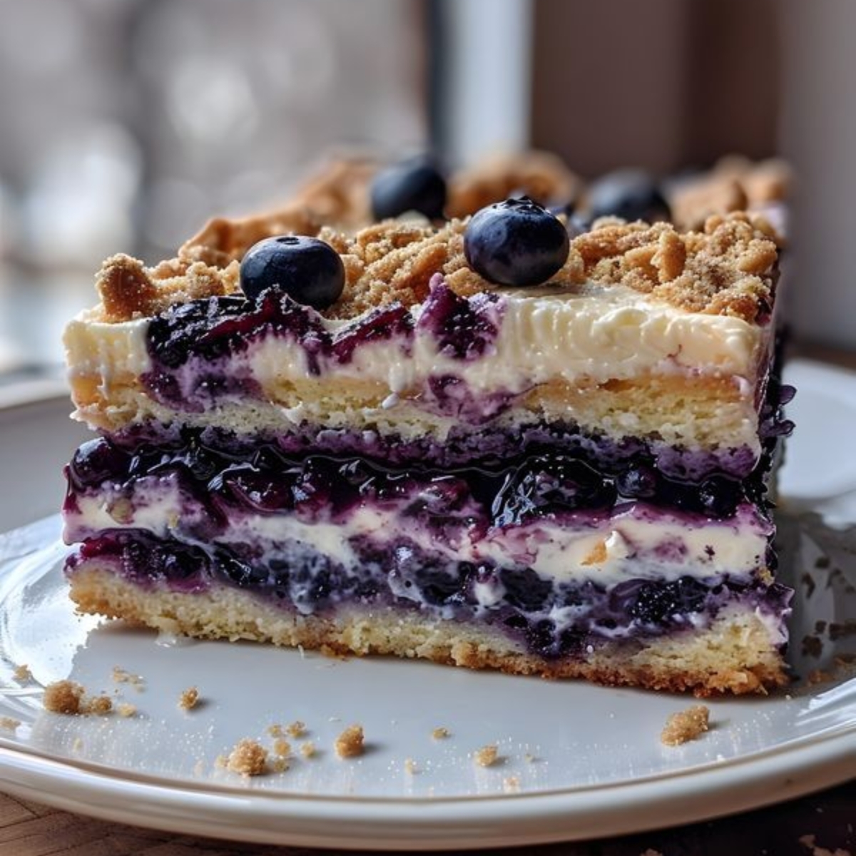 Pastel rectangular: Frutos rojos con streusel