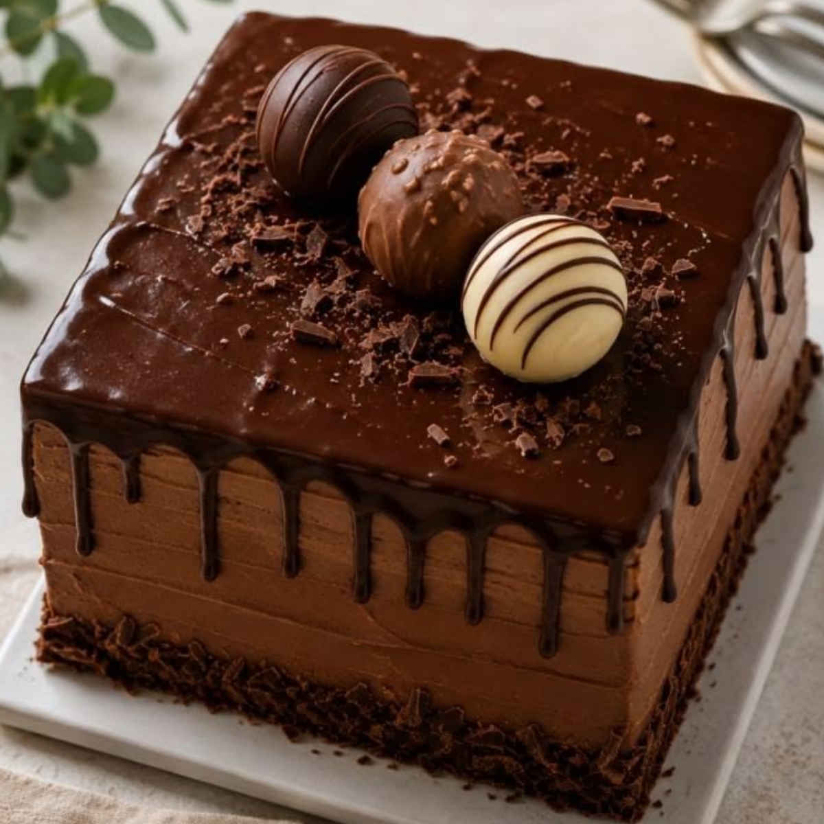 Pastel rectangular: Trufado de chocolate