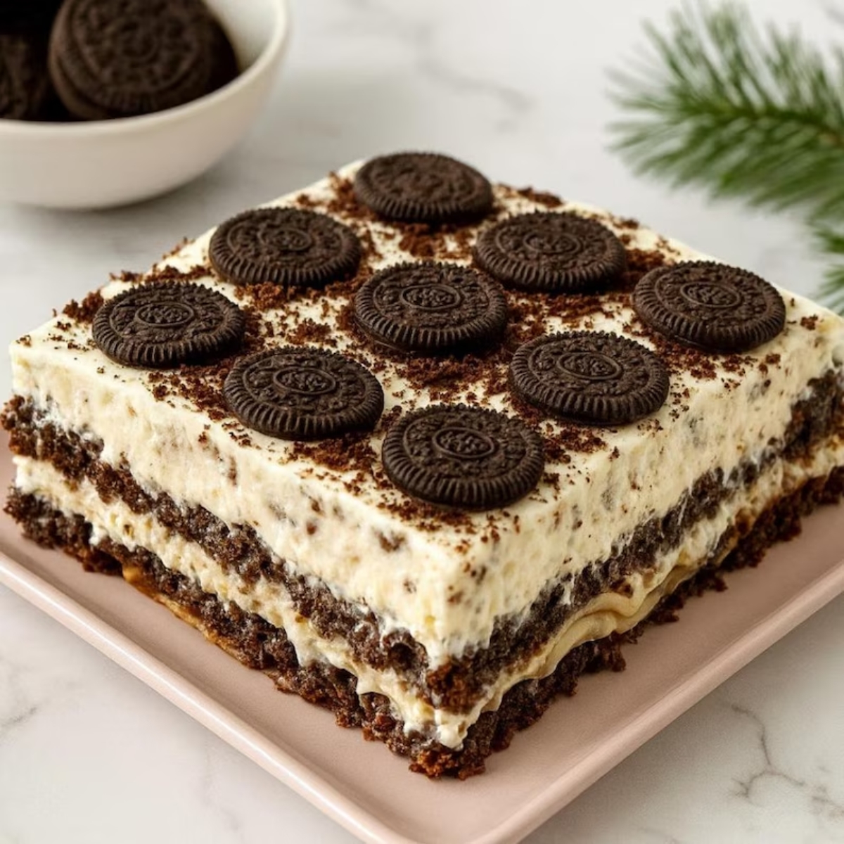 Pastel rectangular: Chocolate con Oreo